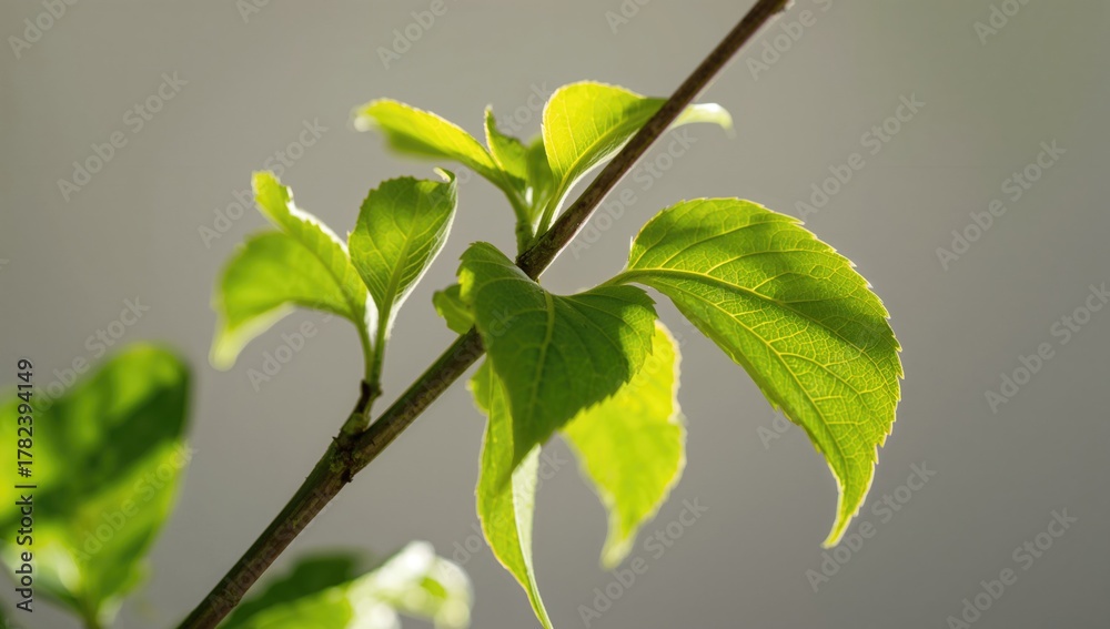 Obraz premium Close-up of Acalypha siamensis leaves, showcasing vibrant green foliage and natural growth, seasonal change