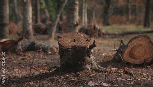 A fallen tree in a park, in...