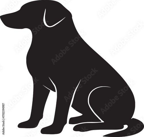 Luna Dog Silhouette: Sitting Pose in Bold Vector Style
