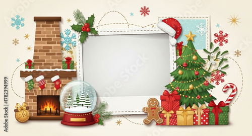 christmas frame with bells