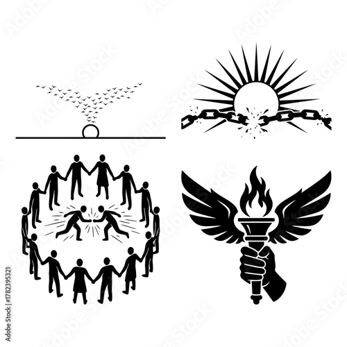 Four powerful symbols of freedom and unity are presented here