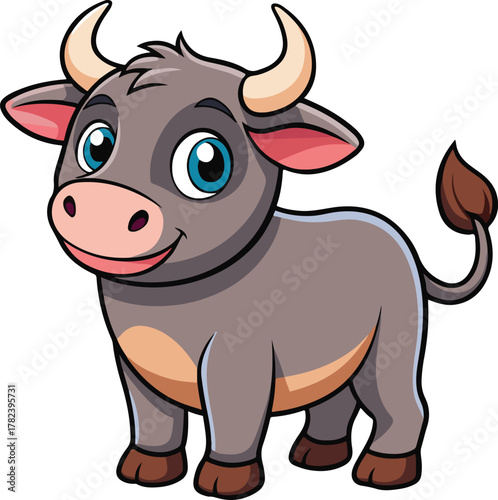 Cute funny cartoon cow illustration on a farm