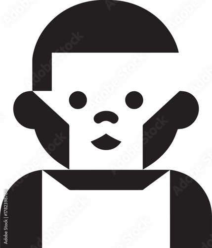 Simple black and white icon of a person s head and shoulders with a blank face