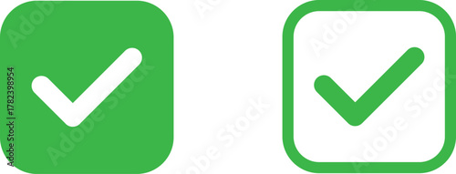 Check mark icon set. Check box icon with right and wrong buttons and yes or no checkmark icons in green tick box and red cross. vector illustration .