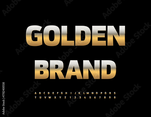 Vector Elite logotype Golden Brand with Trendy Chic Font. Fashion Alphabet Letters and Numbers set.