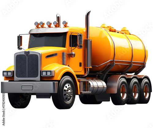yellow cement truck, dump truck isolated background.