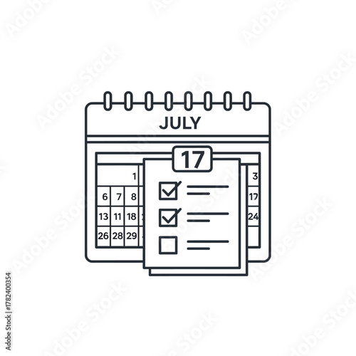 Calendar with checklist showing the date of July seventeenth with tasks.