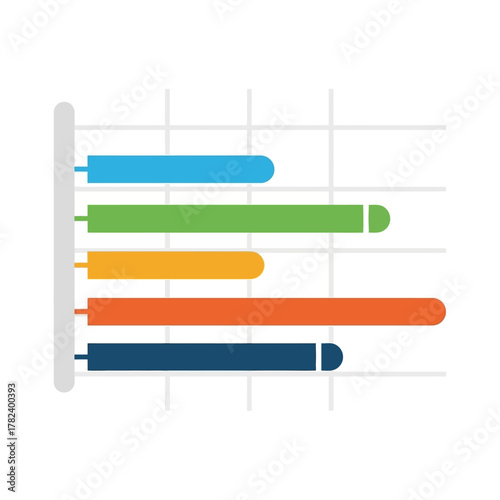 Colorful horizontal bar chart representing data and statistics.