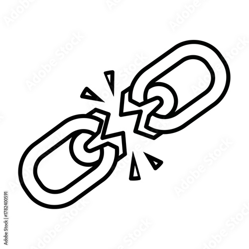 Broken Chain Link Symbol Representing Disconnection and Failure.