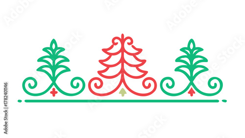 A Christmas Tree Pattern Design Element in Red and Green