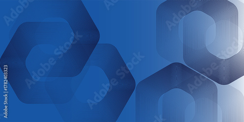 Abstract blue glowing geometric lines on dark blue background modern