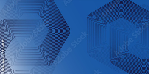 Abstract blue glowing geometric lines on dark blue background modern