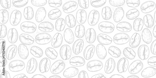 doodle Coffee beans pattern background. coffee beans background. Coffee Beans Illustration for packaging.	