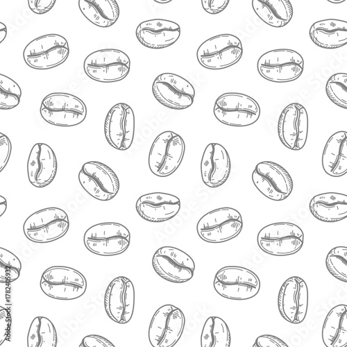 doodle Coffee beans pattern background. coffee beans background. Coffee Beans Illustration for packaging.	