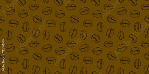 doodle Coffee beans pattern background. coffee beans background. Coffee Beans Illustration for packaging.	