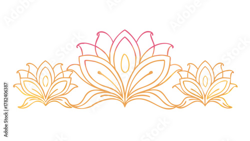 A Gold and Pink Lotus Arabesque Design on Black Background