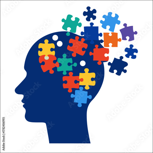 Wallpaper Mural Human Head with Colorful Puzzle Pieces – Concept of Mind, Psychology, and Creative Thinking Illustration Torontodigital.ca