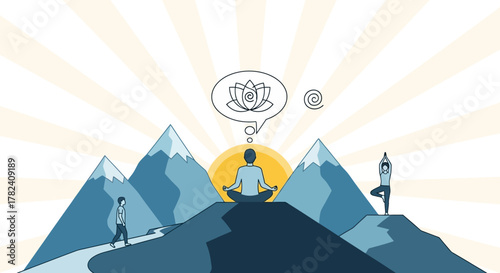 Peaceful Mind Illustration Serenity, Meditation, and Inner Harmony Amidst Nature's Majesty