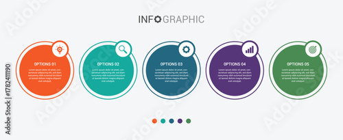 Design template infographic with 5 step process can be used for workflow layout, business presentation and web graphic design