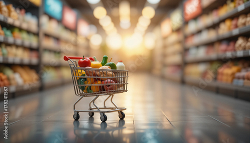 mini shopping cart in the market diorama