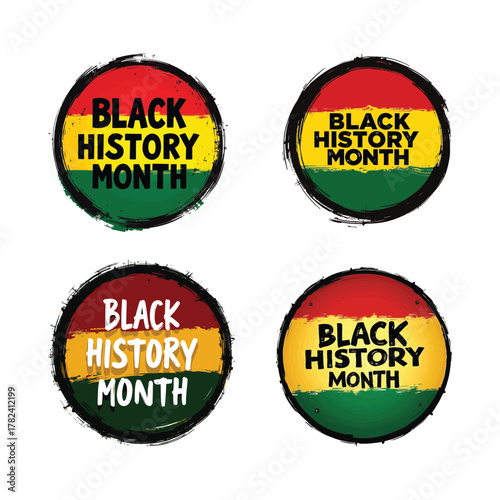 African American History Celebration Emblem with Grunge Texture Background