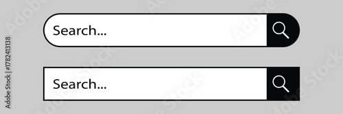 Search bar. Website design, search Internet box, browser engine text field, navigation bar with push button. Interface web element vector templates set. EPS 10