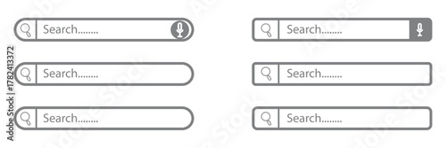 Search bar with Internet browser engine with search box, address bar and text field. UI design, website interface element with web icons and push button. Vector illustration EPS 10