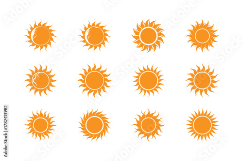 Orange sun with face vector image summer warm sunlight icon for design element