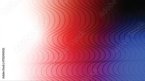 Dynamic vector background with a vibrant color gradient from white to red and deep blue, overlaid with subtle wavy lines