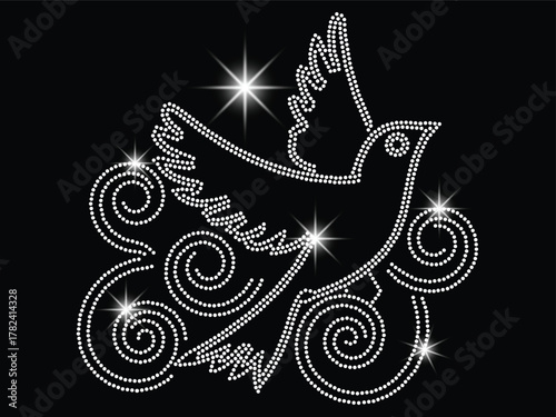 Dove of Peace. dove surrounded by elegant swirls, symbolizing freedom and peace. Perfect for t-shirts, crafts, or decorative projects.