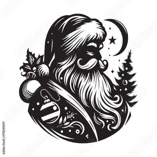 Celebrate the magic of Christmas with Santa Claus spreading joy, love, and festive cheer under the moonlit sky amidst holiday traditions and winter wonderlands