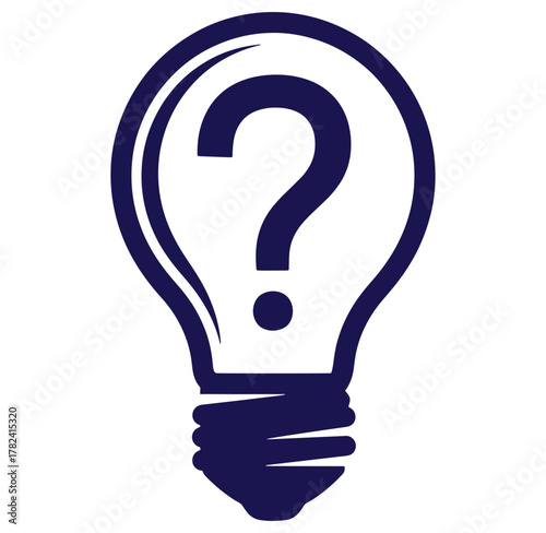 Conceptual lightbulb idea with question mark symbol illustrating problem solving and innovation