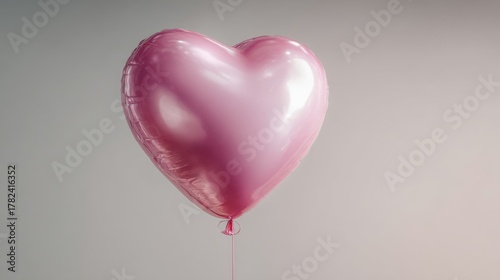 Pink Heart Balloon on Grey Background, Love, Romance, Valentine's day