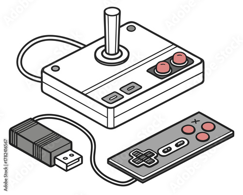 Retro gaming controllers for vintage video games