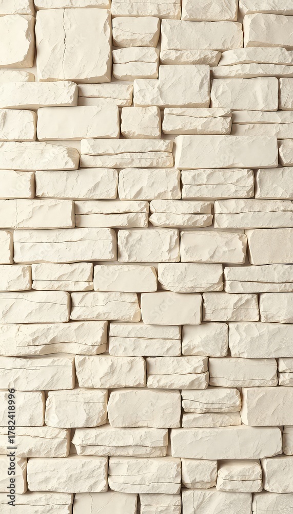 Obraz premium Elegant texture showing an exterior wall constructed with light toned stone cladding for a sophisticated look