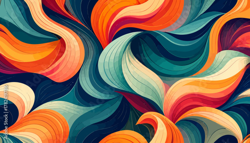 Vibrant Swirling Abstract Pattern with Organic Flowing Shapes.