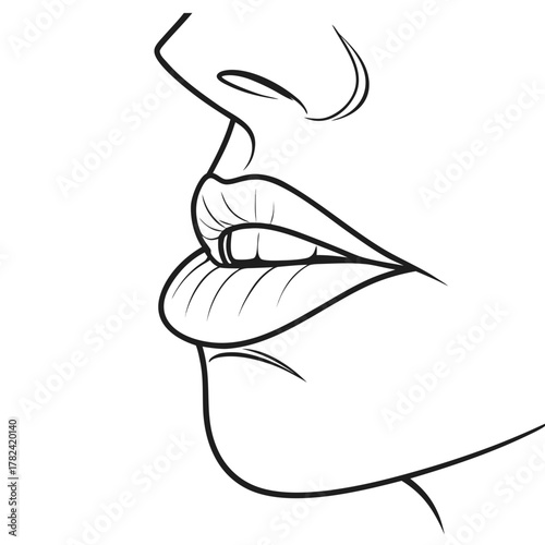 Close up of womans face in profile in vector