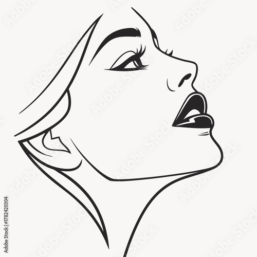 Elegant woman face in profile in vector format