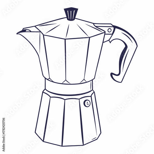 Line art italian moka pot coffee maker