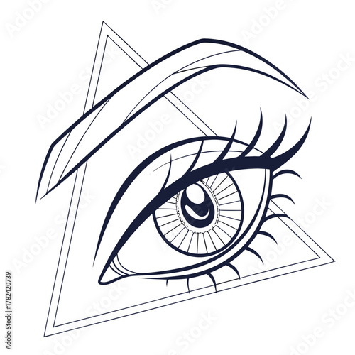 Mystical eye with triangle for spiritual design
