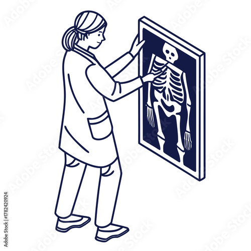 Doctor examining xray, diagnosing a patient