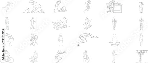 Assortment of abstract black and white graphic elements