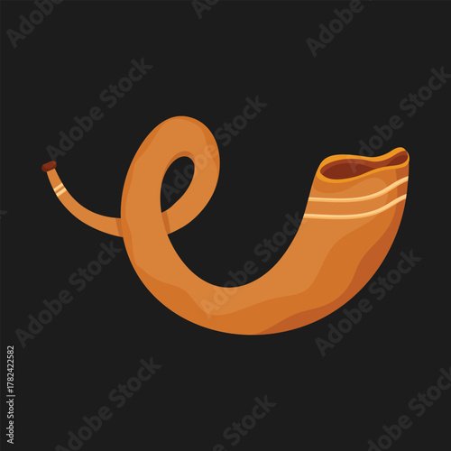 Shofar (horn) on white background. Rosh Hashanah. Yom Kippur Traditional symbol of the Jewish holiday.