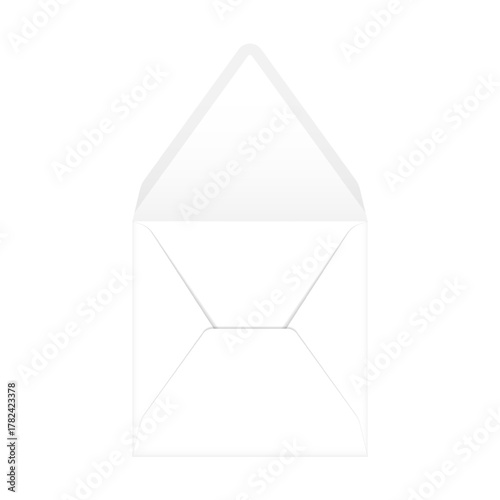 White open square envelope mockup template. Euro flap luxury mailing envelope for wedding, invitations, graduation, birthday, party and more. Vector illustration.