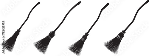 Four black silhouette tassels isolated on transparent background