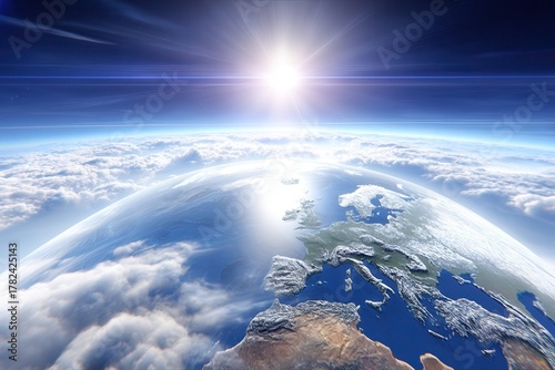 Sunrise over Earth from orb...
