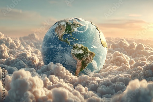 Earth floating above clouds...