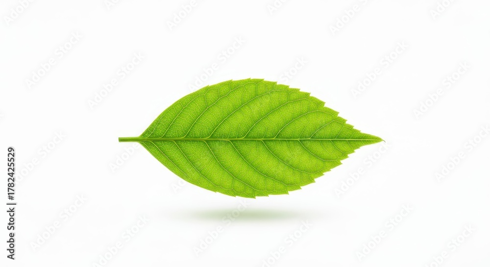 Obraz premium Vibrant green foliage displays intricate vein structure against a pure white background