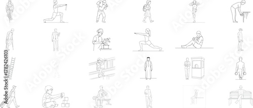 Collection of abstract ink blots and splatters on a transparent background