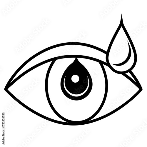 Eye with a drop of liquid